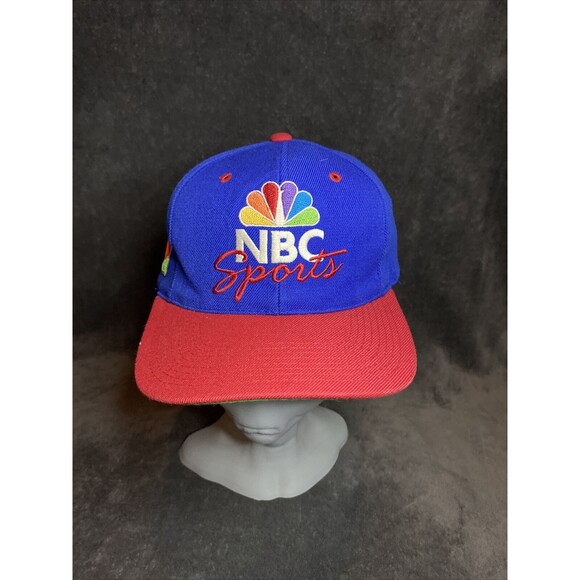 Vintage 90s NBC Sports Snapback Hat Cap Sports Specialties Adjustable Blue/Red - Picture 1 of 7